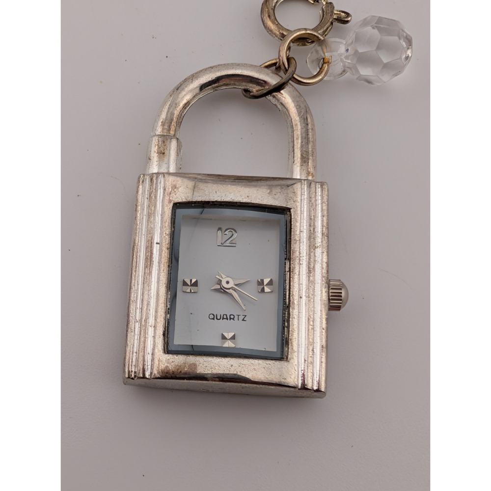 Padlock Pendant Watch 22mm Case White Dial No Chain/Band- New Battery